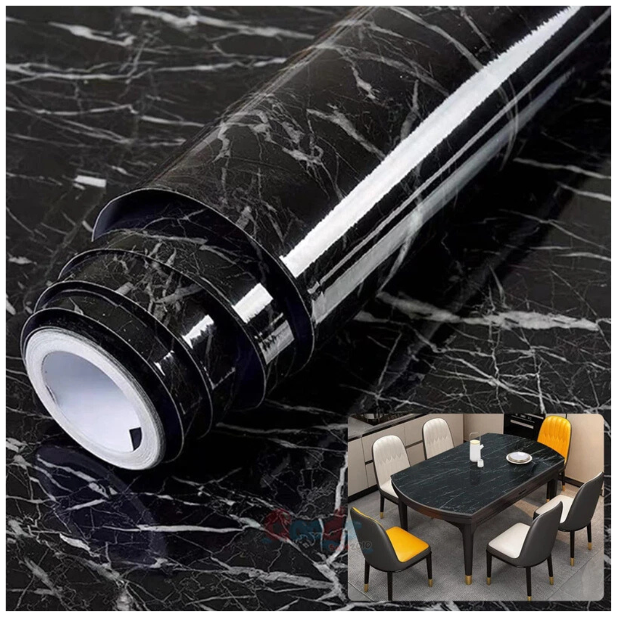 Papel Tapiz Marmol Negro 3 M X 300 Cm